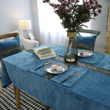 Mantel Rectangular bordado de poliéster para mesa de comedor, cubierta clásica de lujo, color azul, Europa, para el hogar y la boda 2024 - compra barato