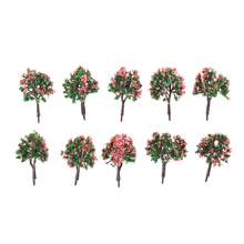 10pcs 4cm Model Trees landscape scenery train Model Tree with Pink Flower for Railroad Scenery scale 1/300 2024 - buy cheap