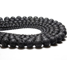 Black Volcanic Lava 4 6 8 10 MM Natural Stone Rock Beads For Jewelry Making DIY Bracelet Necklace 2024 - buy cheap