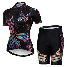 Roupas de ciclismo de verão femininas, roupas de ciclismo respiráveis, mountian, roupas de bicicleta, secagem rápida, conjunto de camisa de ciclismo preto 2024 - compre barato