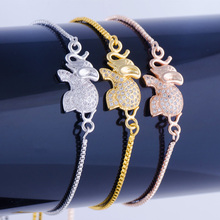 Hot Jewelry Cute Zircon Crystal Elephant Charms Bracelet Handmade Copper Micro Pave Animal Bead Bracelet Women Bijoux Pulseras 2024 - buy cheap