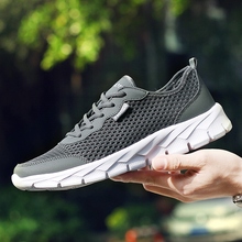 2020 Men Sneakers Summer Fashion Breathable Mesh Shoes Men Lace Up Shoes Gray Black Flat Plus Size 35-48 2024 - buy cheap