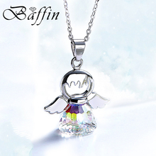 BAFFIN Cute Angel Pendant Necklace Crystals From Swarovski Silver Color Wing Jewelry Christmas Chic Gifts For Kids Girls 2018 2024 - buy cheap
