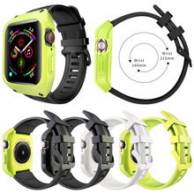 Роскошный силиконовый ремешок с чехлом для Apple Watch Band Series 5 4 3 40/44/38/42 ММ Спортивный ударопрочный браслет ударопрочный ремень 2024 - купить недорого
