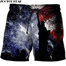 Pantalones cortos de playa con estampado 3D de la bandera de EE. UU. Para hombre, traje de baño rápido, informal, ZOOTOP BEAR 2024 - compra barato