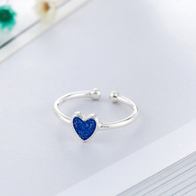 DreamySky-Anillo de plata de primera ley con forma de corazón para mujer, sortija, plata esterlina, azul, envío directo 2024 - compra barato