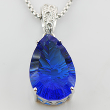 Huge Concave Cut Blue Crystal Zircon 925 Sterling Silver Pendant TE564 2024 - buy cheap