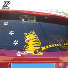 Наклейки ZD на заднее стекло автомобиля, креативные наклейки с изображением кота для Fiat VW Polo Golf MK4 4 MK7 Touran T5 Bora Skoda Rapid Fabia Yeti Superb, 1 шт. 2024 - купить недорого