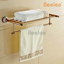 Beelee BA7903R Bathroom Shelf With Towel Bar Bathroom Accessories Set Towel Rack with Rack , Rose Golden 2024 - buy cheap