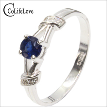 Hot sale fashion design silver sapphire rings for women solid 925 silver sapphire ring  0.5 ct natural sapphire gemstone 2024 - buy cheap