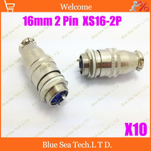 Free Shipping 10 sets=20pcs 2 Pin 16mm Male & Female mic circular connector kit XS16-2P Socket+Plug,Aviation plug interface 2024 - buy cheap