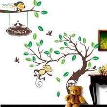 Наклейки на стену в виде обезьяны, детские наклейки, съемные декоративные наклейки для дома 2024 - купить недорого