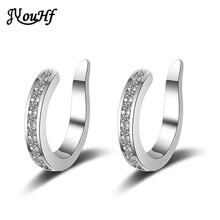 JYouHF Simple Style 2 Colors White Gold Plated Ear Cuff Earrings for Women No Pierced Micro Pave Cubic Zircon Earrings Jewelry 2024 - buy cheap