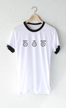 Camiseta Hipster feliz triste para mujer, remera Harajuku de expresión triste, divertida camiseta de manga corta Tumblr, camisetas con eslogan 2024 - compra barato