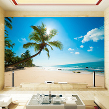 Mediterranean Style Palm Beach Scenery Sea Beach Photo Wallpaper Living Room Hotel Backdrop Wall Mural Papel De Parede 3D Sala 2024 - buy cheap