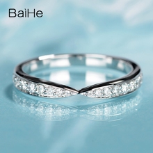 BAIHE-Anillo de boda de oro blanco de 14 quilates de 0,23ct H/SI-SI3, diamantes naturales, joyería fina, hermoso anillo de diamantes 2024 - compra barato