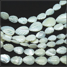 15.5" length white saltwater shell beads carving shell leaf shape top quality 6x9mm 8x13mm 10x14mm12x16mm 15x20mm diy loose bead 2024 - buy cheap
