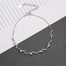 New Literary Simple Leaf 925 Sterling Silver Jewelry   Personality Branch Flowers Creative Fashion Female Gift Bracelets  SL090 2024 - buy cheap