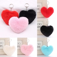 1PC Soft Fluffy Heart Keychain Faux Rabbit Fur Heart Keyring Handbag Pendant Charm Pompom Jewelry Car Key Chain Ring Accessories 2024 - buy cheap