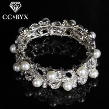 Simulated pearl austrian crystal vintage bracelet  bangles for women wedding party fashion jewelry gift luxury bijoux E010 2024 - buy cheap