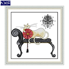 NKF Sleeping Cat Animal Cross Stitch Set Handmade Craft Needlework Cross-Stitch Embroidery Kit Cross Stitch for Home Decor 2024 - buy cheap