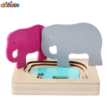 2019 New Wooden Toys For Children Animal Carton 3D Puzzle Multilayer Jigsaw Puzzle Baby Toys Child Early Educational Toy Aids 2024 - buy cheap