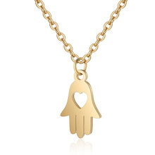 Small Hamsa Hand of Fatima Pendant & Chain For Women Girl Gold Color Stainless Steel Palm Necklace Fashion Arabic Gold Jewelry 2024 - buy cheap