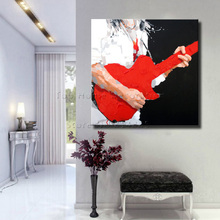 Cuadro de guitarra para sala de estar, pintura al óleo abstracta moderna pintada a mano sobre lienzo, arte de pared, decoración, regalo CT093 2024 - compra barato