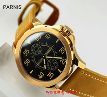 44mm Parnis Gold steel case Sapphire Asia green Luminous Automatic Power Reserve Men's Watch E2432 2024 - buy cheap