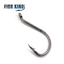 FISH KING 50pcs High Carbon Steel Fishing Hooks Carp Fishing Accessories Jig Head Fish Hook Set  Barbed Hook AD Sharp Ringed 2024 - buy cheap