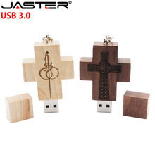 Jaster usb 3.0 livre logotipo personalizado madeira pendrive cruz de madeira pen drive usb vara de memória 8 gb 16 gb 32 gb chaveiro presente 2024 - compre barato