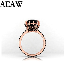 2.2ct Round Black Moissanite 14K Rose Gold Engagement Ring Test Positive Black Diamond For Women For Fine Jeweley 2024 - buy cheap
