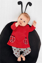 Conjunto de roupas vermelha de algodão para bebês, 2 pçs, manga longa + calça, outono e inverno 2020 2024 - compre barato