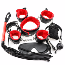 7 PCS /Set Leather Bondage Restraints Set BDSM Sex Handcuffs Whip Mouth Gag Mask Erotic Sex Toys for Couples Adults 2024 - buy cheap