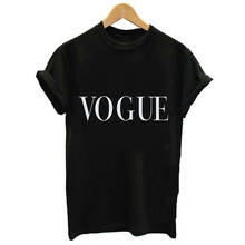 ZZSYKD Summer New VOGUE Letter Printed Tee Shirt Black O-neck Short Sleeve Fashion Woman T-shirt Harajuku Casual Tumblr Tops 2024 - buy cheap