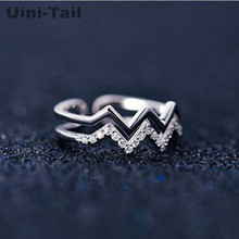 925 anel duplo geométrico prata esterlina feminino coreano simples temperamento moda abertura selvagem ajustável de alta qualidade 2024 - compre barato