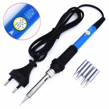 Electric Soldering Iron 60W 220V EU Plug with 5 Tips Temperature Adjustable Heat Pencil Welding Repair Tool Rework Station 2024 - buy cheap