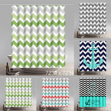 Cortina de banheiro de poliéster com tecido decorativo geométrico, verde lima, vermelho, azul, chevron 2024 - compre barato