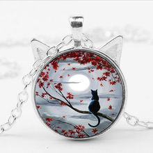 NEW Cat Pictures Pendant Necklace Art Glass Cabochon Picture Animal Silver Chain Necklace Women Lover Gif 2024 - buy cheap