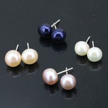 Real Pearl Beads Sterling Stud Earring 8mm Natural Pearls Freshwater Studs Earrings For Women Jewelry Gifts B3432 2024 - buy cheap