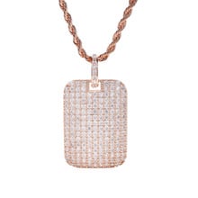 Hip Hop Full AAA CZ Zircon Paved Bling Iced Out Geometric Square Pendants Necklace Men Rapper Jewelry Dog Tag Rose Gold Color 2024 - buy cheap