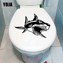 YOJA 24.6X16.2CM Great White Shark Art Wall Sticker Large Fish Cartoon Toilet Decal Bathroom Home Decor T5-0480 2024 - buy cheap
