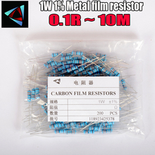 Resistor de filme de metal com 200 peças, resistor de filmes de metal de 1w, 1%, 0,1r ~ 10m, 2r, 10r, 22r, 22r, 47r, 100r, 330r, 1k, 4.7k, 10k, 22k, 47k, 100k, 330k, 470k, 0.22, 0.33 ohm 2024 - compre barato