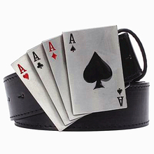 Cinturón de Metal estilo rock, hebilla de póker de la suerte, cinturón decorativo de cartas de juego de la suerte, Hip hop 2023 - compra barato