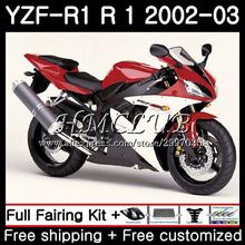 ¡Cuerpo para YAMAHA YZF R 1 YZF 1000 YZF-R1 2002 2003 20HC! 11 YZF R1 02 03 blanco rojo YZF-1000 YZF1000 YZFR1 02 03 carenado marco 2024 - compra barato
