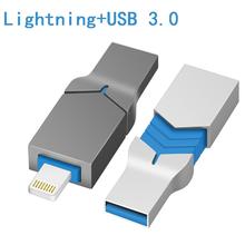 Nova chegada usb flash drive para iphone ipad metal relâmpago pendrive usb 3.0 memória vara 128gb 64 32gb 16g pen drive externo 2024 - compre barato