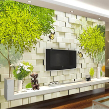 wellyu Custom wallpaper 3d mural fresh abstract big tree brick wall обои stereo TV background wall papers home decor wallpaper 2024 - buy cheap