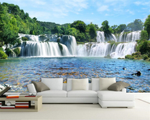 Beibehand-papel de parede decorativo personalizado, mural de casa, cascata, água, 3d, paisagem, tv, sofá, fundo, parede 2024 - compre barato