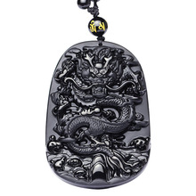 Drop Shipping Unique Natural Black Obsidian Carving Dragon Lucky Amulet Pendant Necklace For Women Men pendants Jewelry 2024 - buy cheap