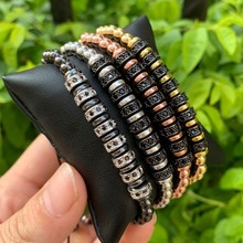 Pulsera con abalorios de lujo para hombre y mujer, brazalete de cuentas ajustable de macramé trenzado a la moda, regalo de joyería, novedad de 2020 2024 - compra barato